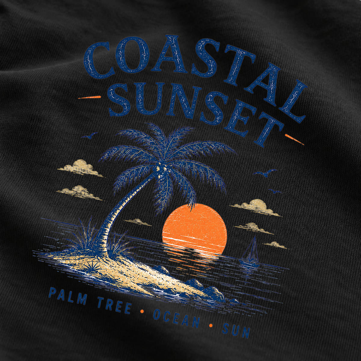Coastal Sunset – Palm Tree Ocean Sun