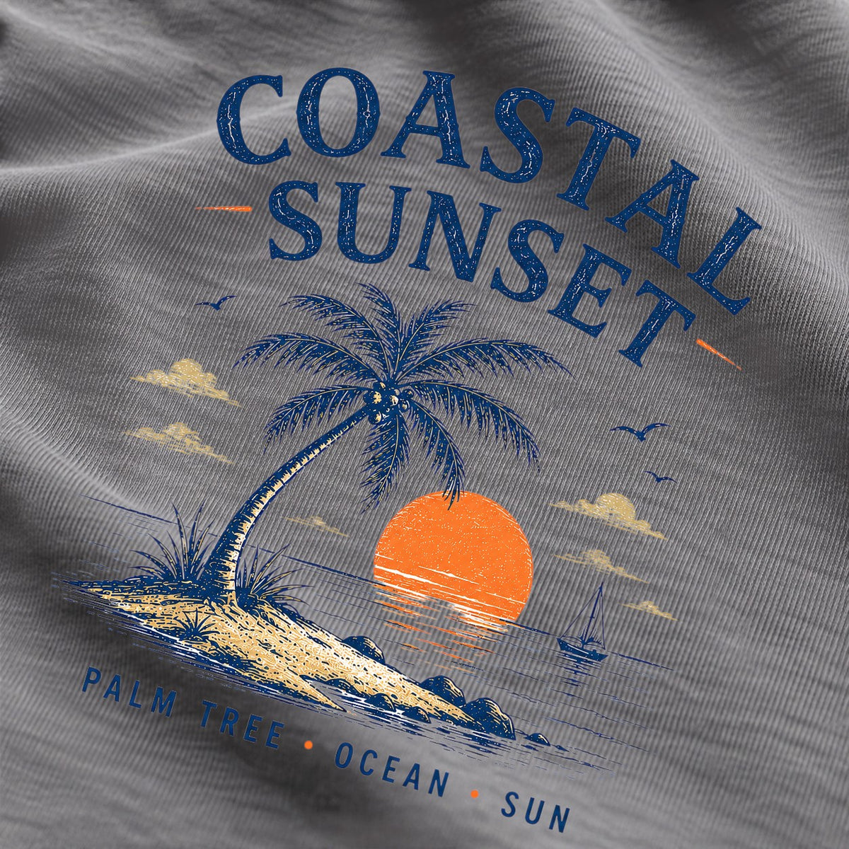 Coastal Sunset – Palm Tree Ocean Sun