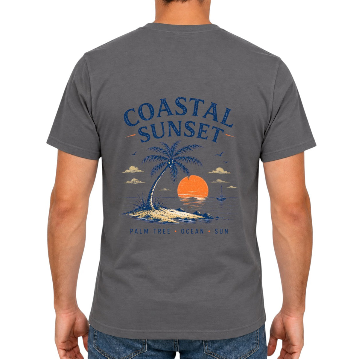 Coastal Sunset – Palm Tree Ocean Sun