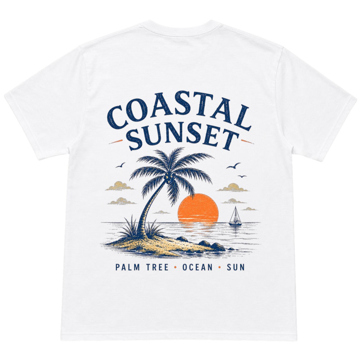 Coastal Sunset – Palm Tree Ocean Sun