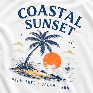Coastal Sunset – Palm Tree Ocean Sun
