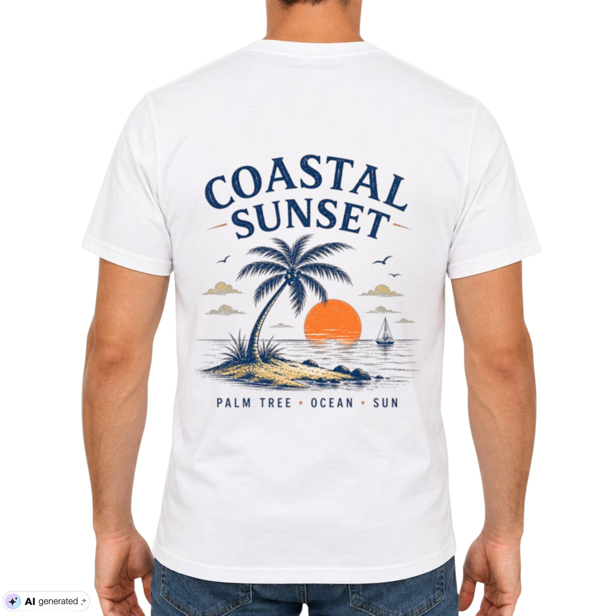 Coastal Sunset – Palm Tree Ocean Sun